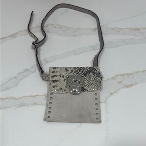 Gray and Snake Print Crossbody Bag